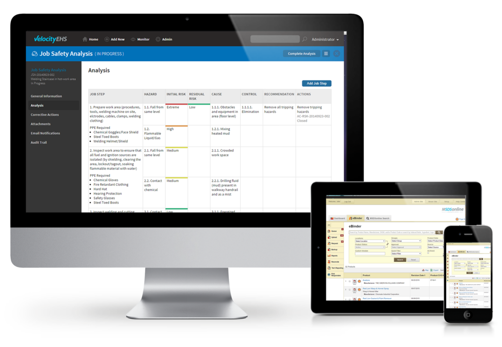 Devices displaying EHS software