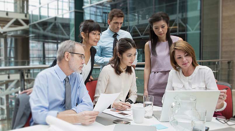 Office meeting of finance professionals
