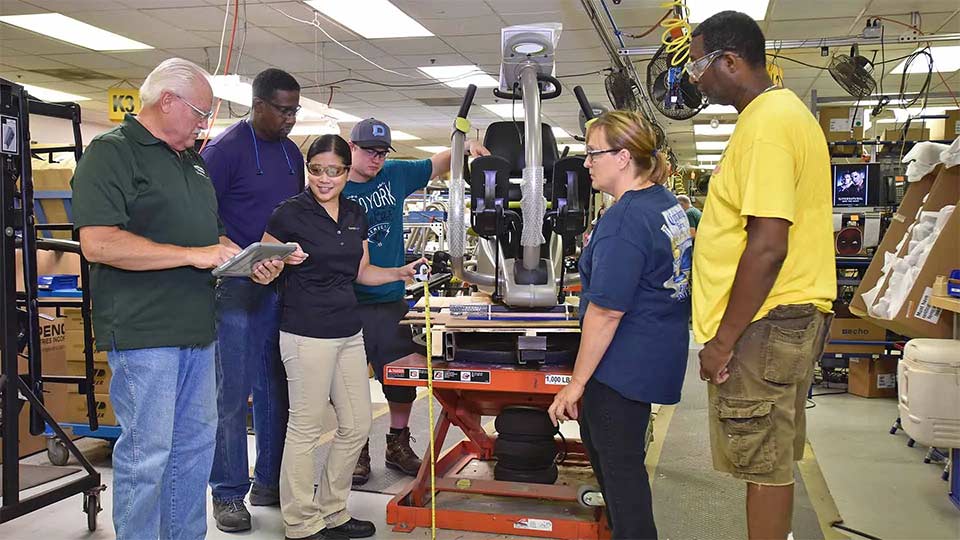 Workers Testing Out Equipment with good ergonomics