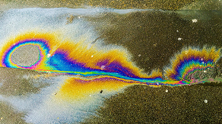 Oil spill on road
