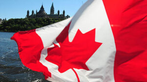 Canada Flag Next to House