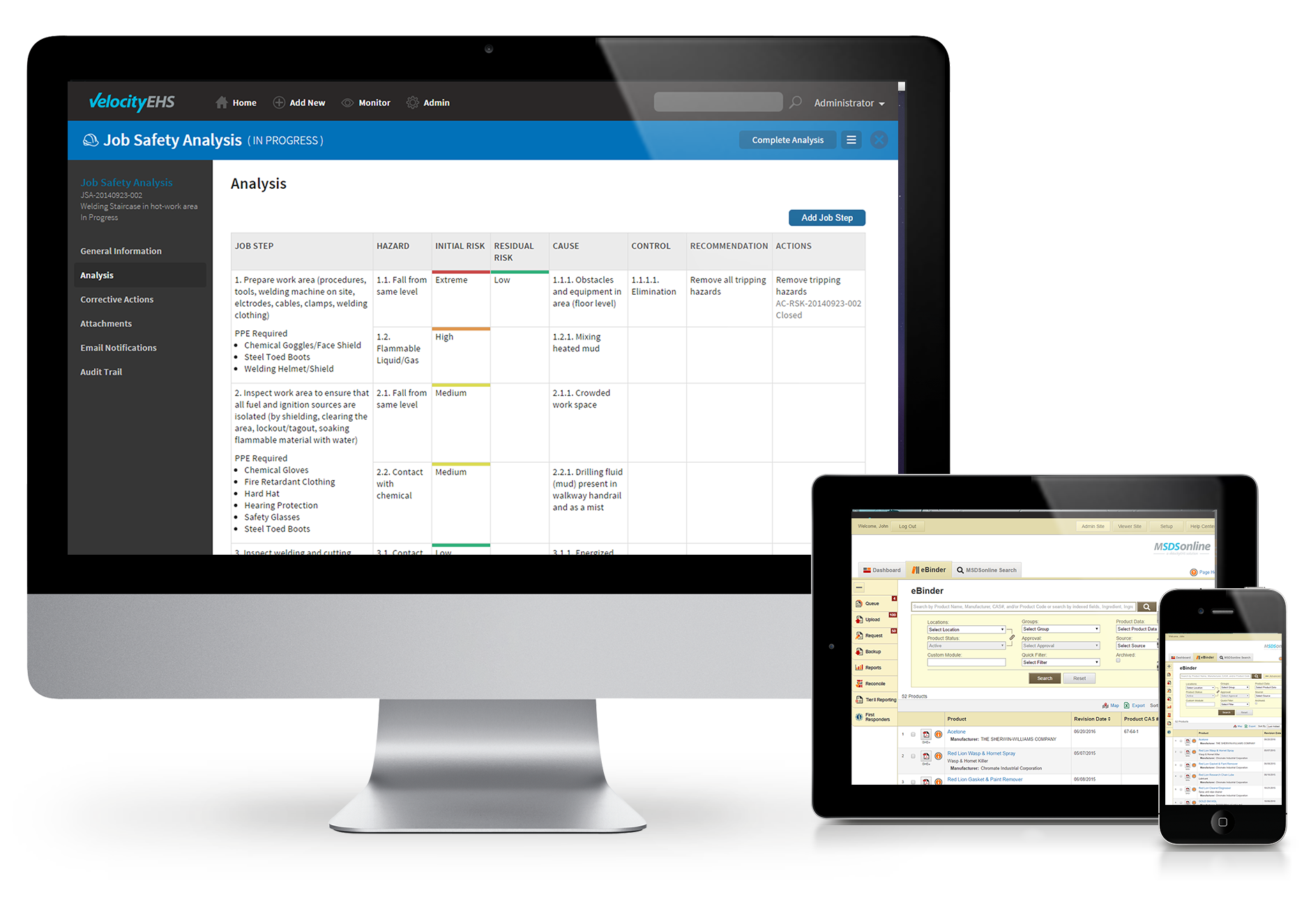 Devices displaying EHS software