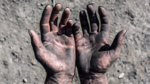 Mine quarry worker hands