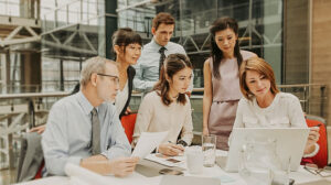 Office meeting of finance professionals
