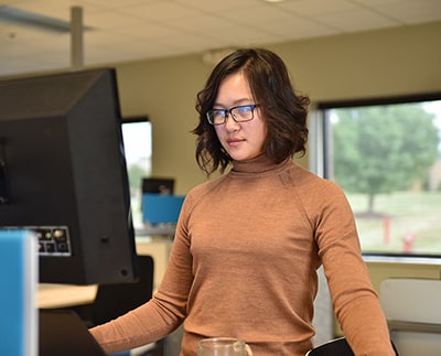 Woman Infront of Office Computer Image