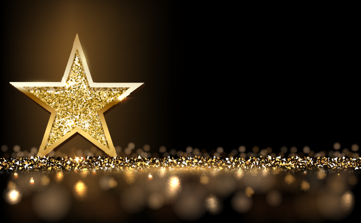 Golden Star With Glitter