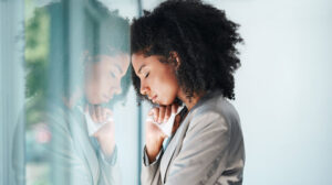 Woman stressed at work
