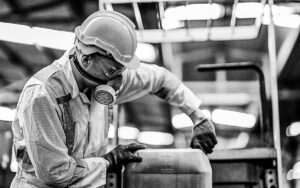 Factory Worker Working In The Risk Toxic Waste