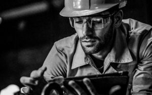 Engineer Using Tablet In Petrochemical Industry.