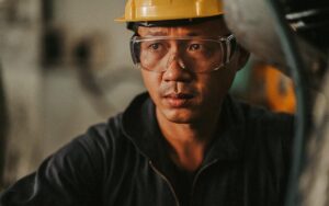 Professional Asian Men Engineer Worker Skills Quality, Maintenance, Training Industry Factory Worker , Warehouse Workshop For Factory Operators, Mechanical Engineering Team Production.