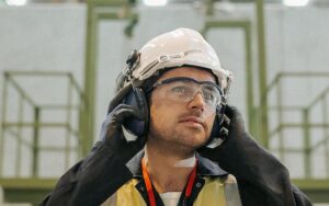 Worker With Protective Clothing